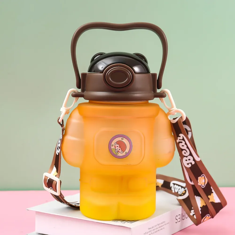 Robot Theme Matte Tumbler Water Bottle 1L