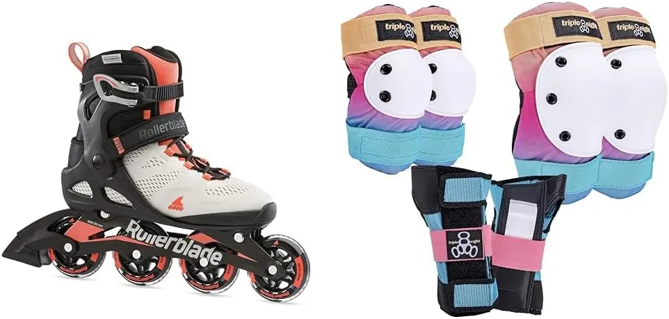 Rollerblade Macroblade 80 Women's Adult Fitness Inline Skate, Grey and Coral, Performance Inline Skates