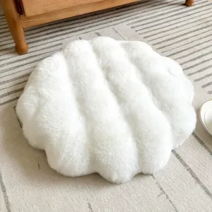 Round Chair Cushions Plush Chair Pads Memory Foam Seat Cushion Bubble Rabbit Fluff Seat Pad for Home Office Kitchen Dining Chairs (White, 18 inch)