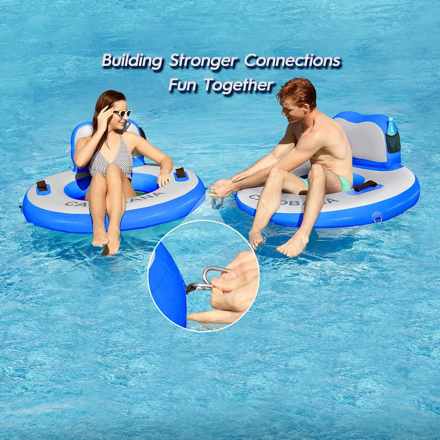 Round Floating Ring Inflatable Water Hammock Heavy Duty River Floats Lake Raft for Adults Tanning Pool Lounger Float Island Platform Pad Mat for Party