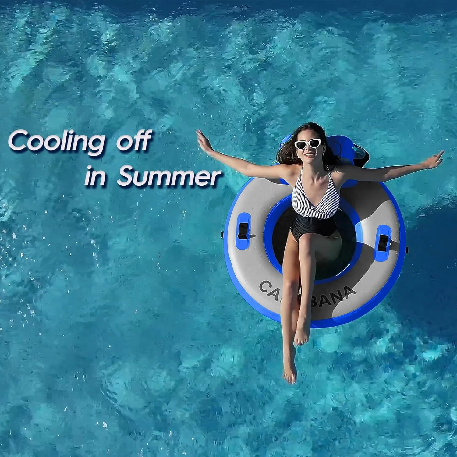 Round Floating Ring Inflatable Water Hammock Heavy Duty River Floats Lake Raft for Adults Tanning Pool Lounger Float Island Platform Pad Mat for Party
