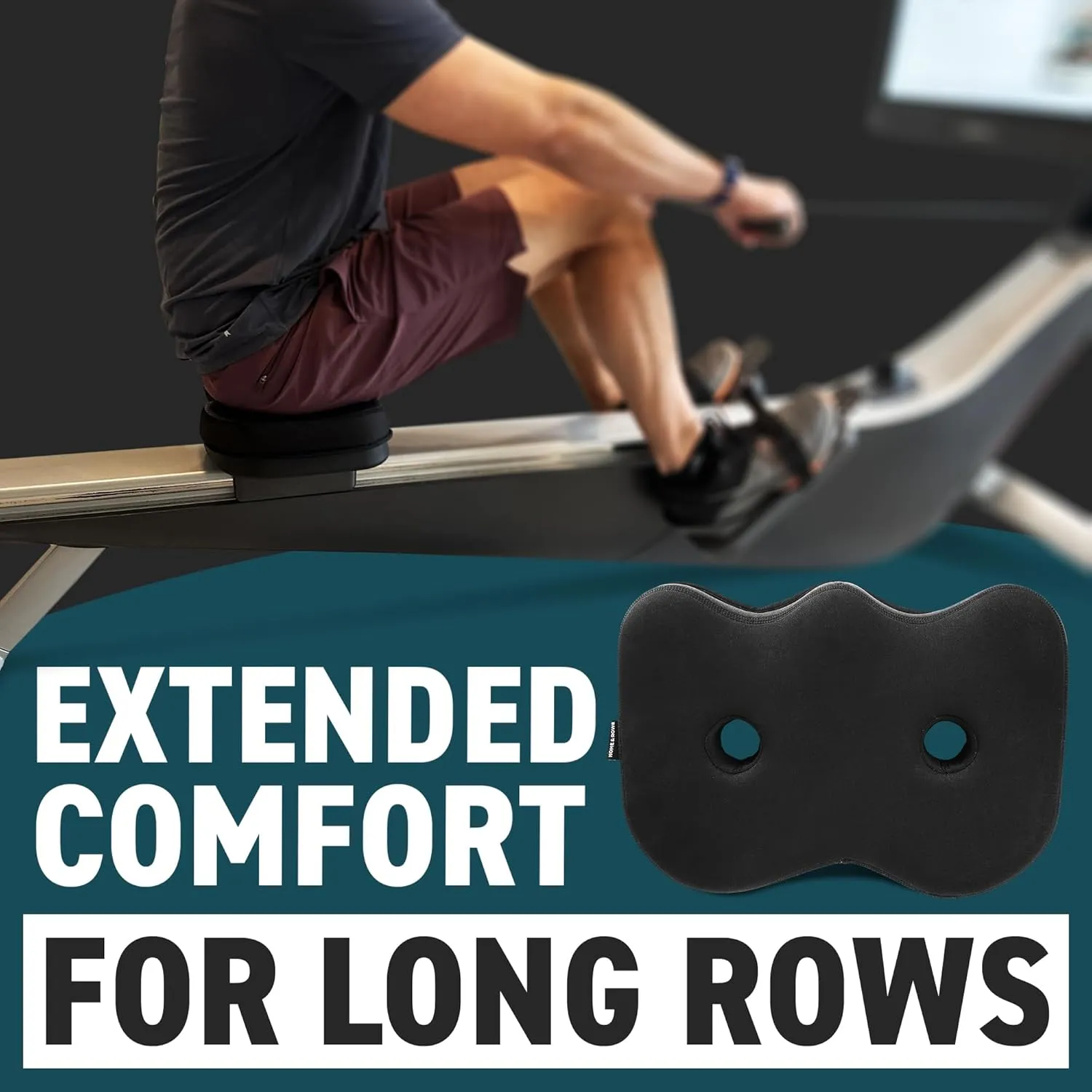 Rowing Machine Seat Cushion Compatible with Concept 2 Rower - Seat Pad for Comfort & Support - Also Fits Hydrow, Peloton & More - Rowing Accessories