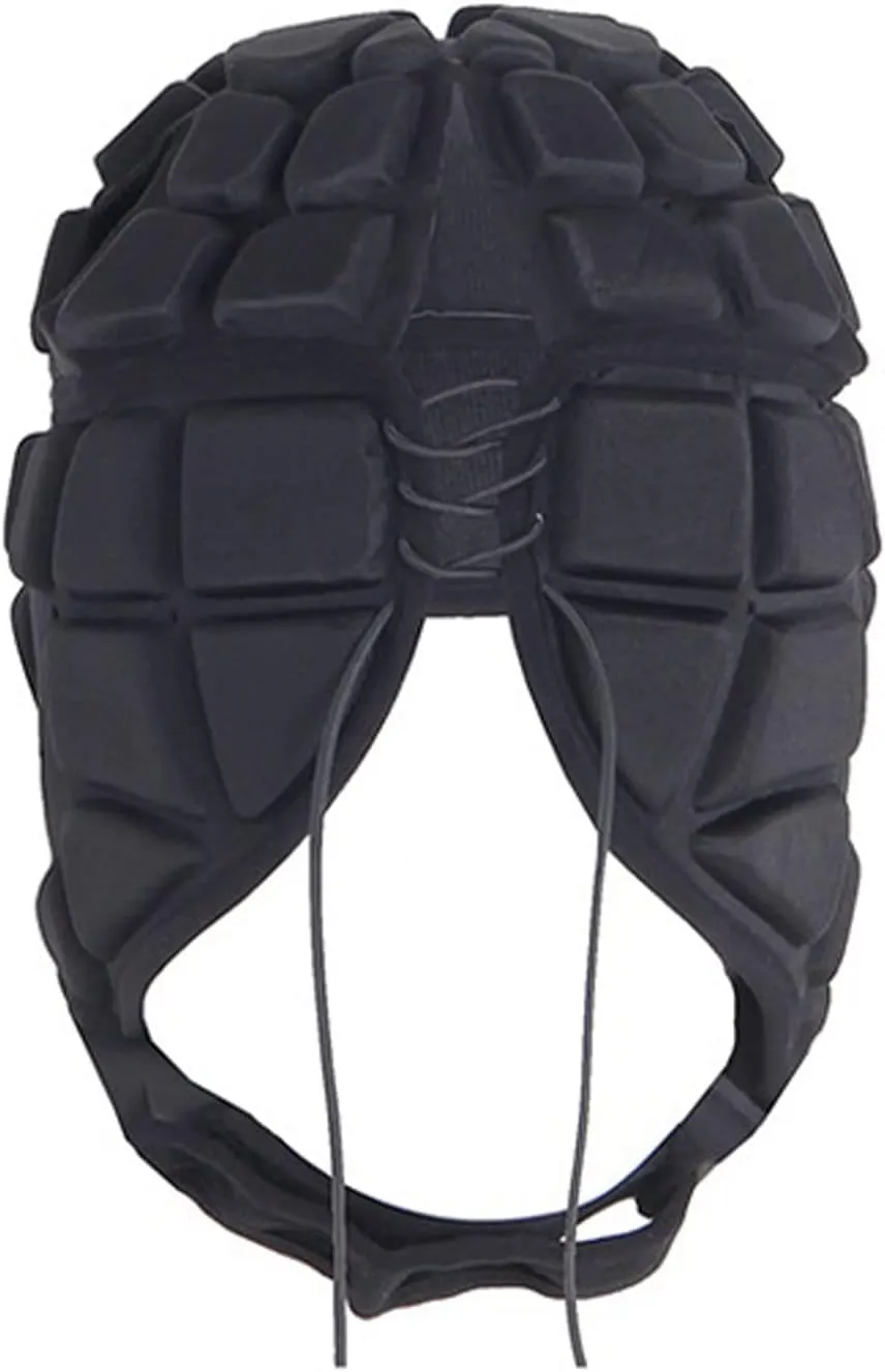 Rugby Helmet Soft Shell Headgear 7v7 Soccer Goalie Foam Padded Head Protector Support Goalkeeper Adjustable Autism Helmet Rugby Flag Football Helmet for Youth Adults