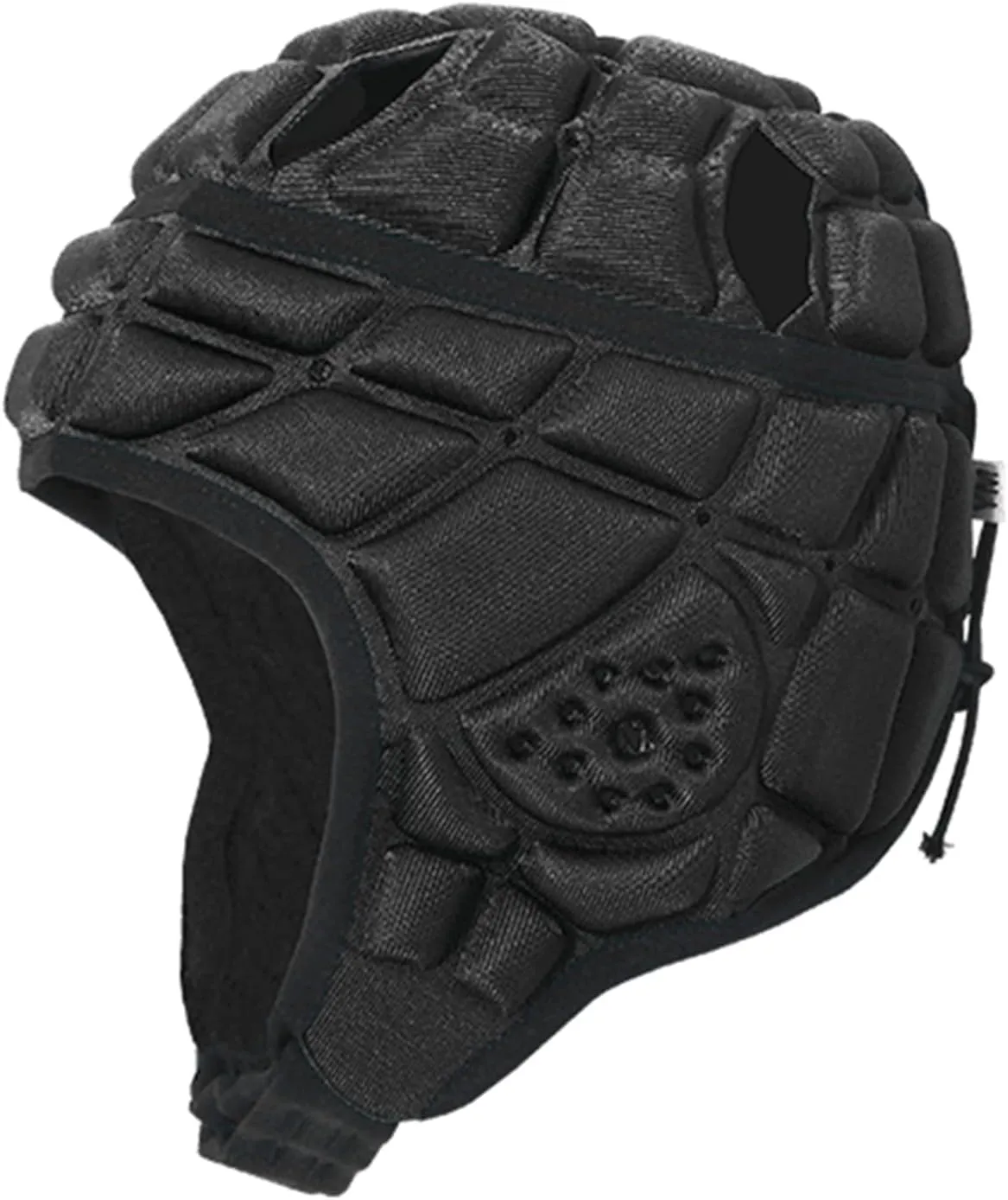Rugby Helmet Soft Shell Headgear 7v7 Soccer Goalie Foam Padded Head Protector Support Goalkeeper Adjustable Autism Helmet Rugby Flag Football Helmet for Youth Adults