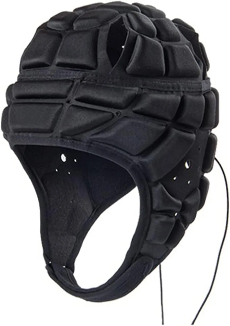 Rugby Helmet Soft Shell Headgear 7v7 Soccer Goalie Foam Padded Head Protector Support Goalkeeper Adjustable Autism Helmet Rugby Flag Football Helmet for Youth Adults