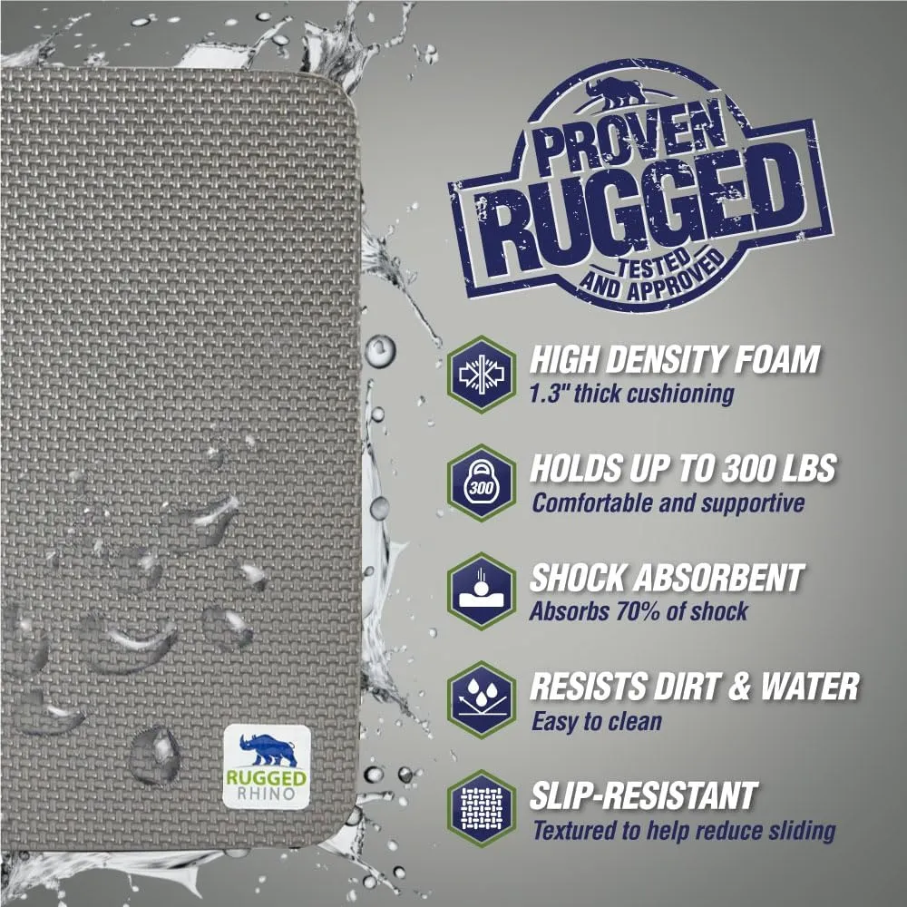 Rugged Rhino Soft Foam Patent Pending Kneeling Pad, Garden Knee Pads Resists Water, Thick Durable Shock Absorbent, Comfortable Strong Rebound, Gardening, Mechanic Tools, Bathing Baby, Slate Gray