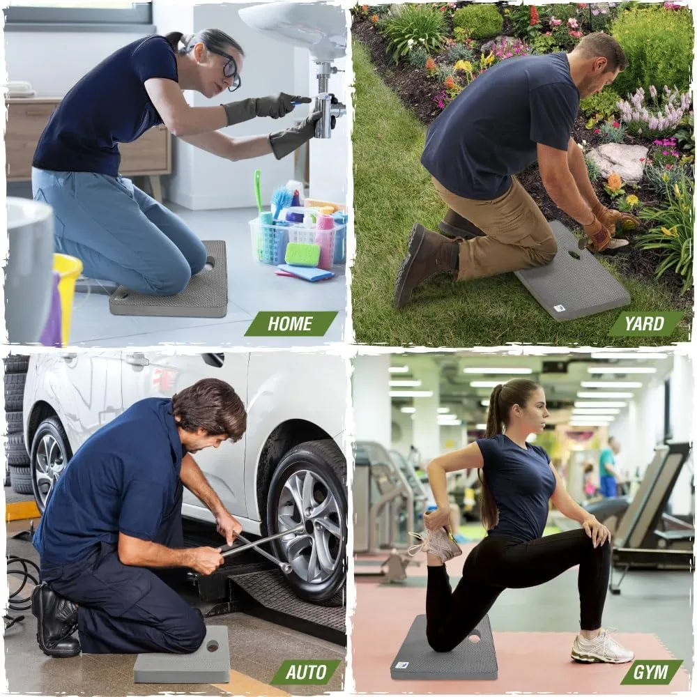 Rugged Rhino Soft Foam Patent Pending Kneeling Pad, Garden Knee Pads Resists Water, Thick Durable Shock Absorbent, Comfortable Strong Rebound, Gardening, Mechanic Tools, Bathing Baby, Slate Gray