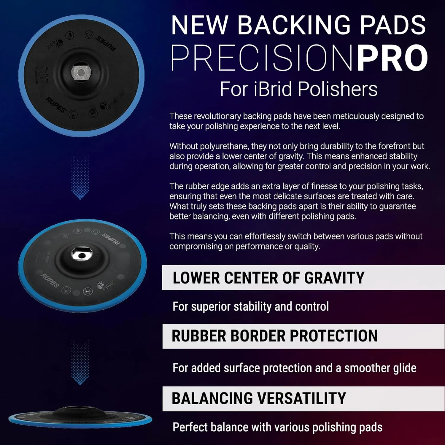 RUPES HLR21 BigFoot iBrid Random Orbital Polisher Basic Kit - Includes Dual Charger, 2 Batteries, D-A Series High Performance Polishing Pads & Compounds