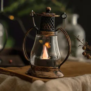 Rustic Lantern, Vintage Hanging LED Lantern with Built-In Battery for Outdoor Camping & Nightstand Decor