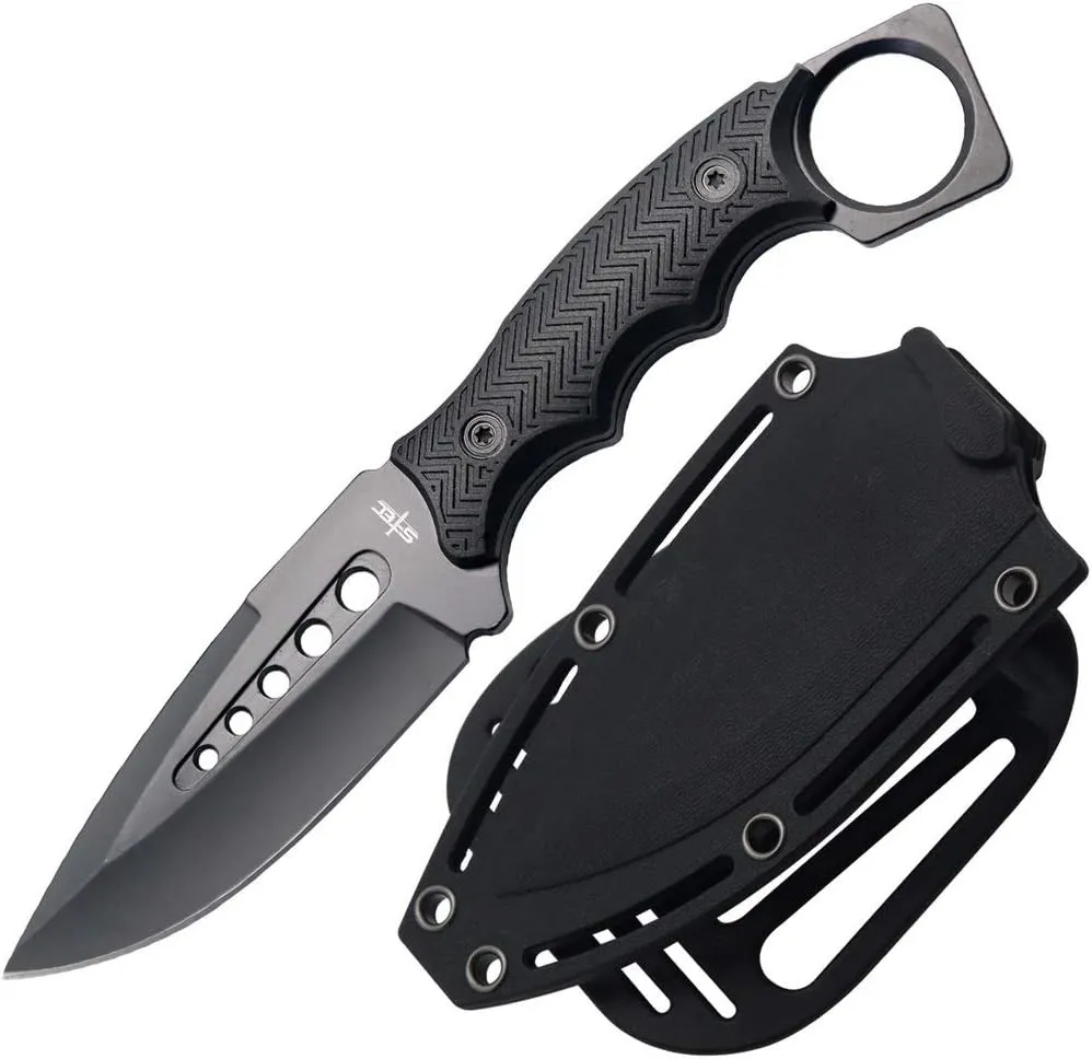 S-TEC 9" Full Tang Tactical Knife with ABS Swivel Sheath - GEN 2 -