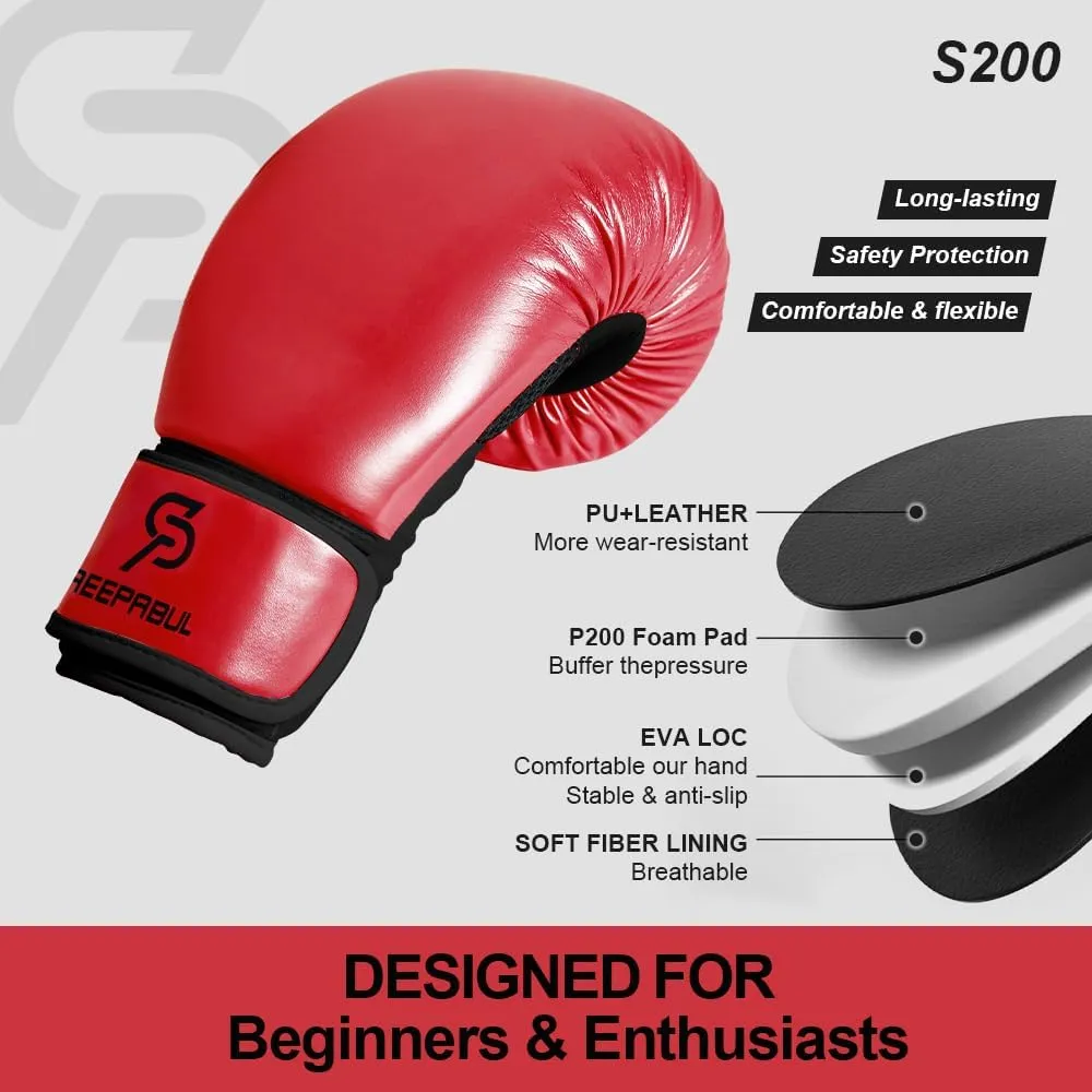 S200 Boxing Gloves for Men and Women Suitable for Boxing Kickboxing Mixed Martial Arts Maui Thai MMA Heavy Bag Fighting Training Red Blood