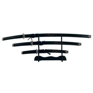 Samurai 3Pce Sword Set Black