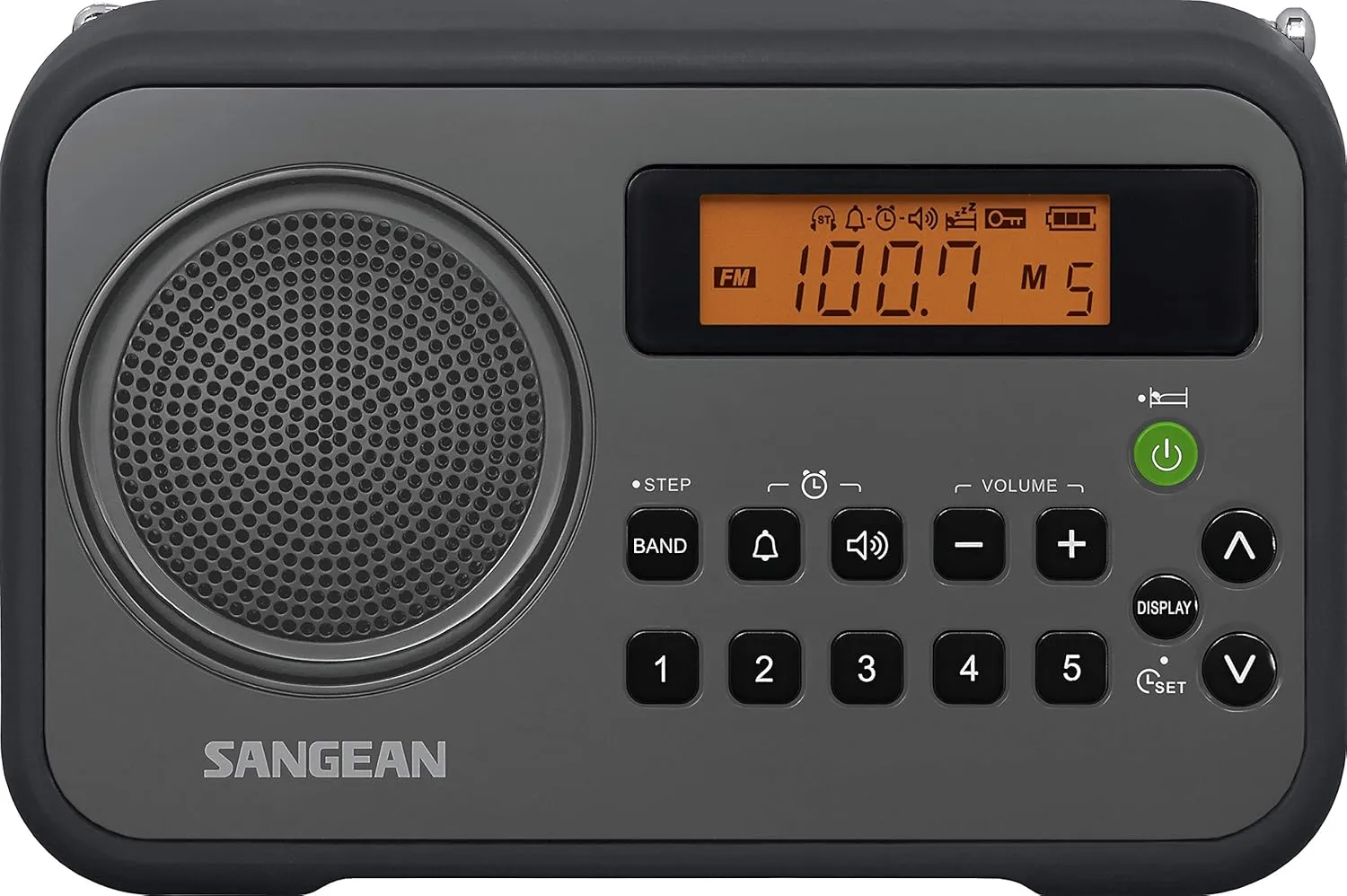 Sangean PR-D18BK Portable Radio with Protective Bumper, AM/FM, Gray/Black