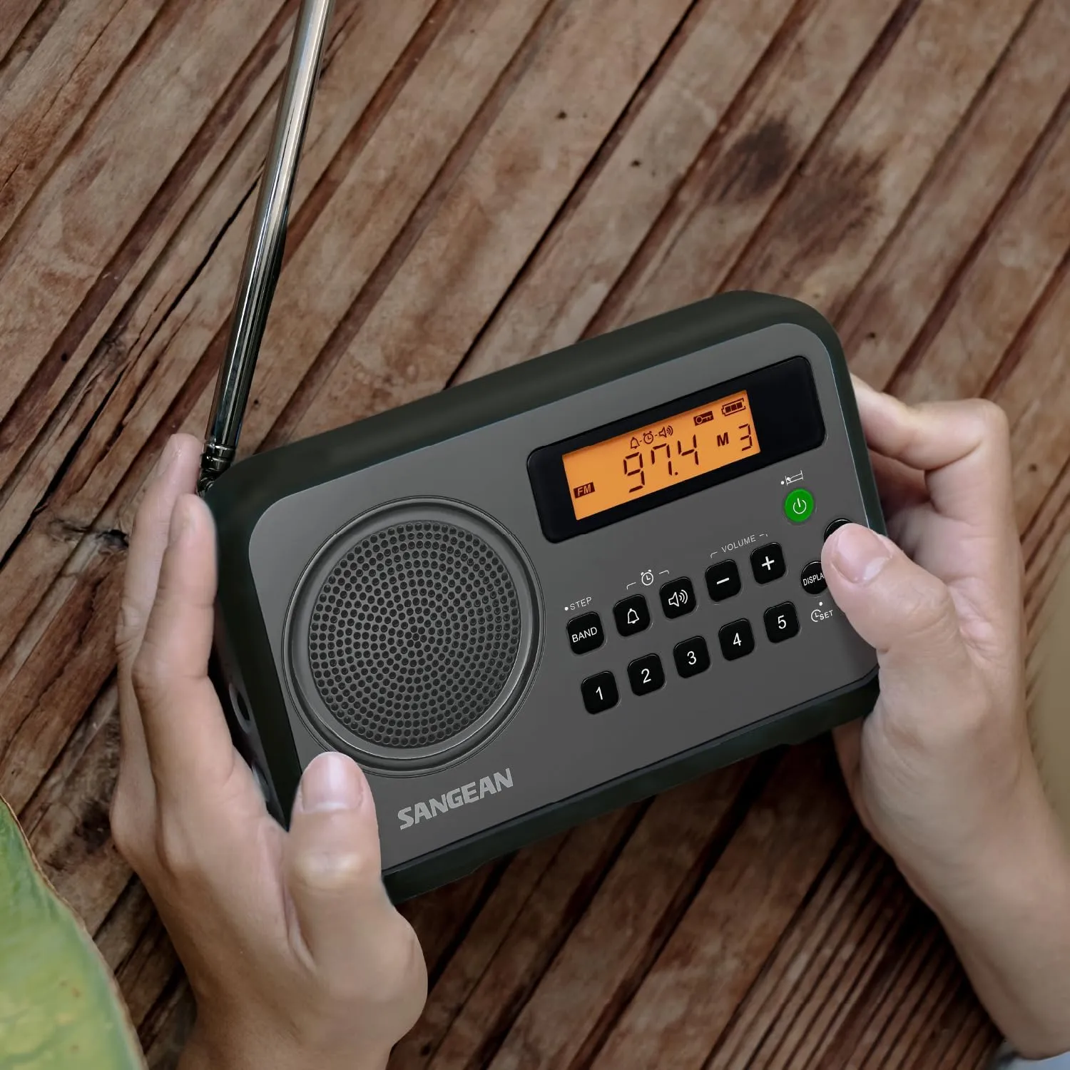 Sangean PR-D18BK Portable Radio with Protective Bumper, AM/FM, Gray/Black