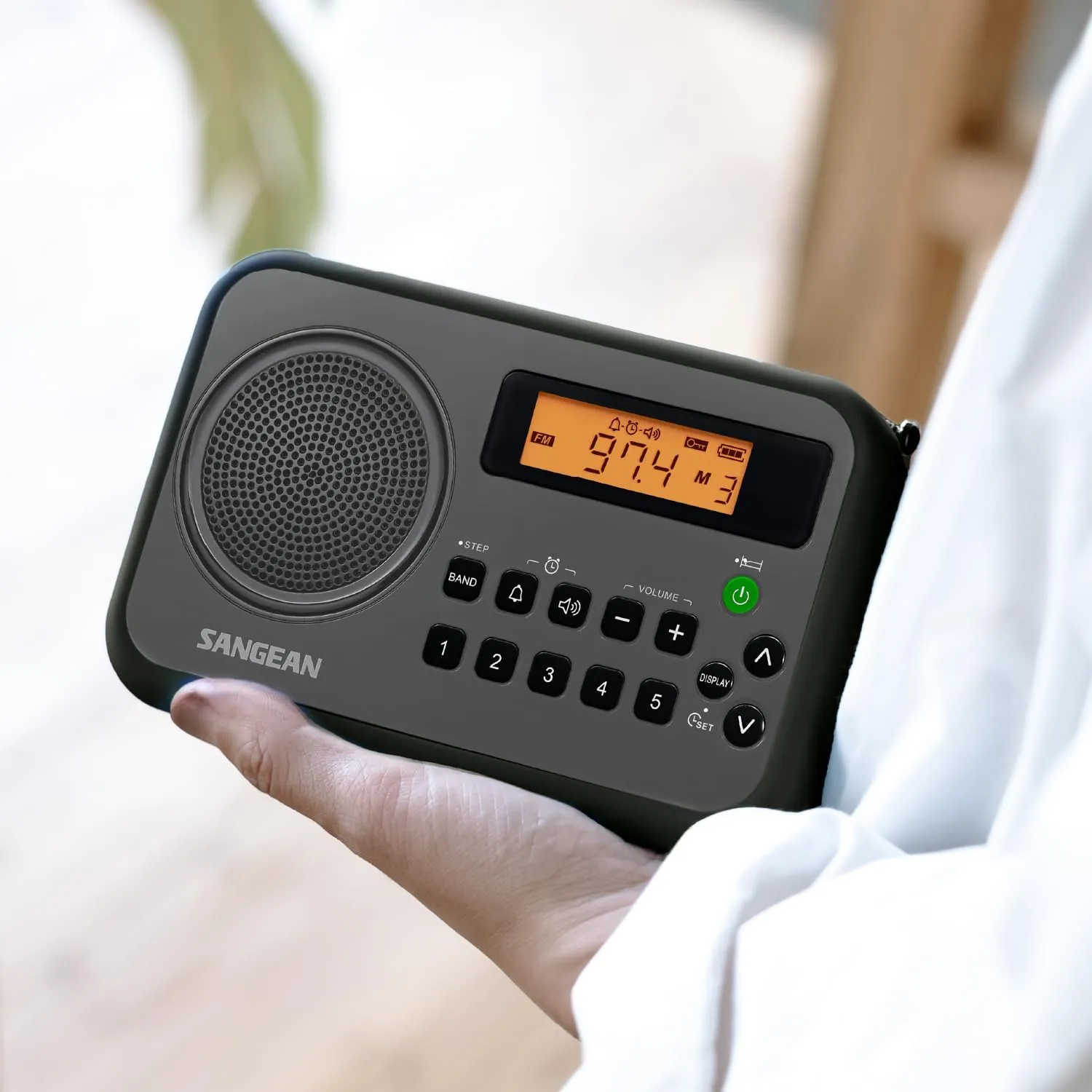 Sangean PR-D18BK Portable Radio with Protective Bumper, AM/FM, Gray/Black