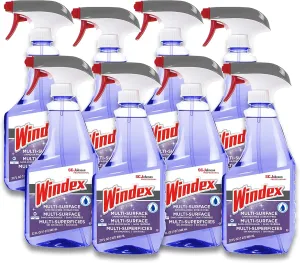 SC Johnson Windex Non-Ammoniated Glass/Multi Surface Cleaner, Fresh Scent, 32 oz Bottle, 8/Carton (322381)