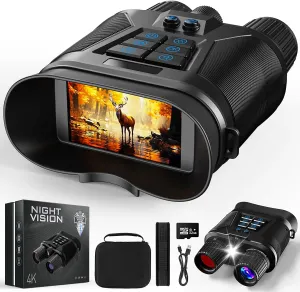 seanme Night Vision Goggles with Camera, 4K Night Vision Binoculars for Adults, 3280FT Infrared, 3" Large Screen, 8X Digital Zoom, 5000 mAh Battery and 32GB Memory Card for Saving Photos and Videos