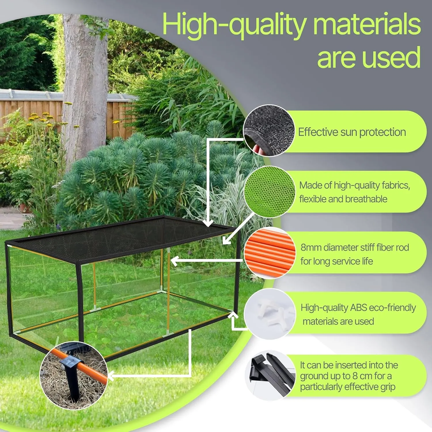 Seedling Net Plant Protector, 19 Fibreglass Poles Make Up The Garden Plant Awning, Bird Netting, Preventing The Hot Sun and Squirrels from Harming Plant Seedlings,35.4" X 17.7" X 17.7"