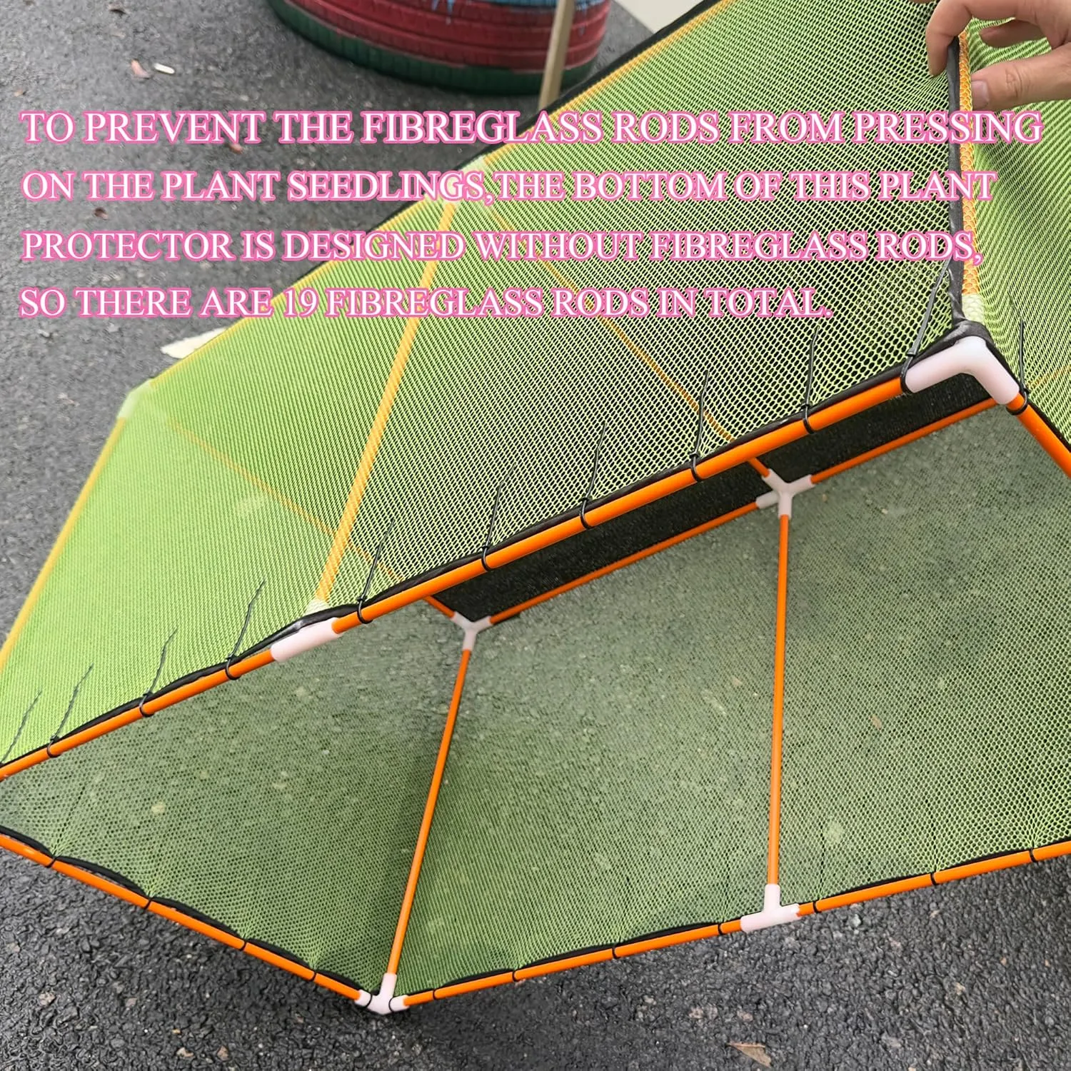 Seedling Net Plant Protector, 19 Fibreglass Poles Make Up The Garden Plant Awning, Bird Netting, Preventing The Hot Sun and Squirrels from Harming Plant Seedlings,35.4" X 17.7" X 17.7"