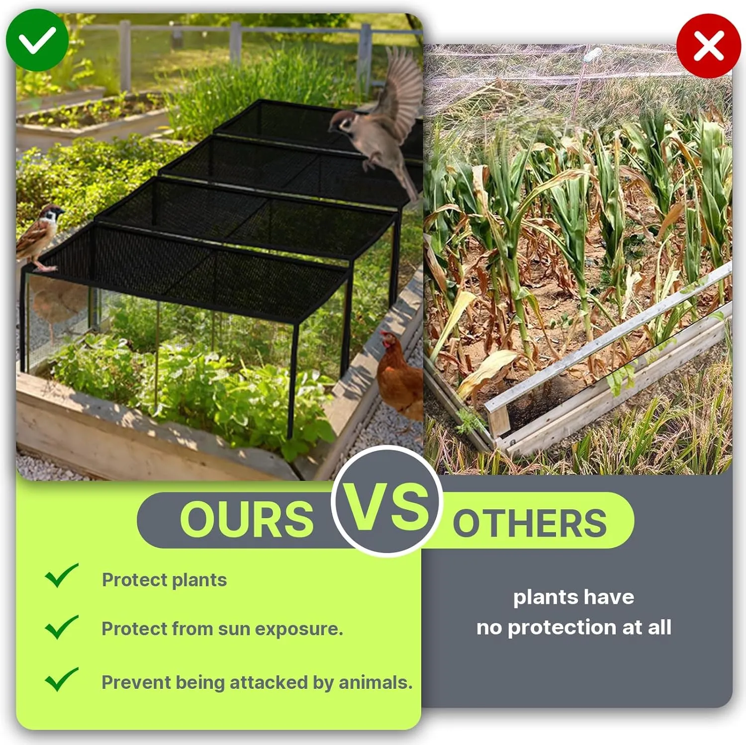 Seedling Net Plant Protector, 19 Fibreglass Poles Make Up The Garden Plant Awning, Bird Netting, Preventing The Hot Sun and Squirrels from Harming Plant Seedlings,35.4" X 17.7" X 17.7"