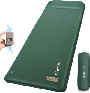Self Inflating Sleeping Pad w/Electric Pump, 3.1" Thick Memory Foam Camping Mattress with Pillow, Fast Inflate & Deflate, Year-Round Sleeping Mat for Travel, Car, Tent, Hiking, Green