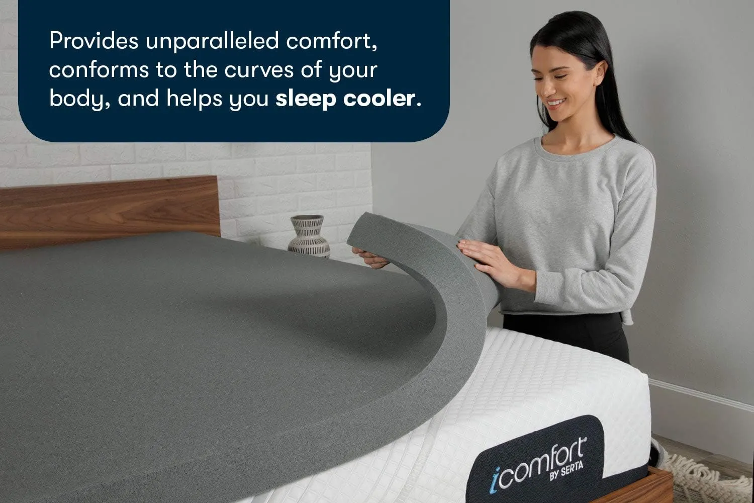 Serta Carbon Dream Cooling, Pressure-Relieving Memory Foam Mattress Topper, 3 Inch, Twin