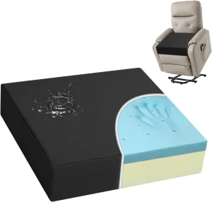Shinnwa Gel Memory Foam Recliner Cushion for Elderly, Waterproof Faux Leather Chair Pad, Dual-Layer Foam Seat Cushion for Couch, Armchair, Wicker Chairs, Floor, 20 × 20 × 5in, Black