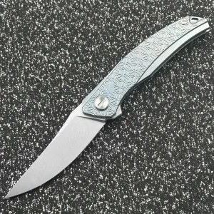 Shirogorov Quantum 2 Custom Titanium Handle Outdoor Folding Knife Camping Survival Sharp Tactical EDC Tool Knife (Blue)