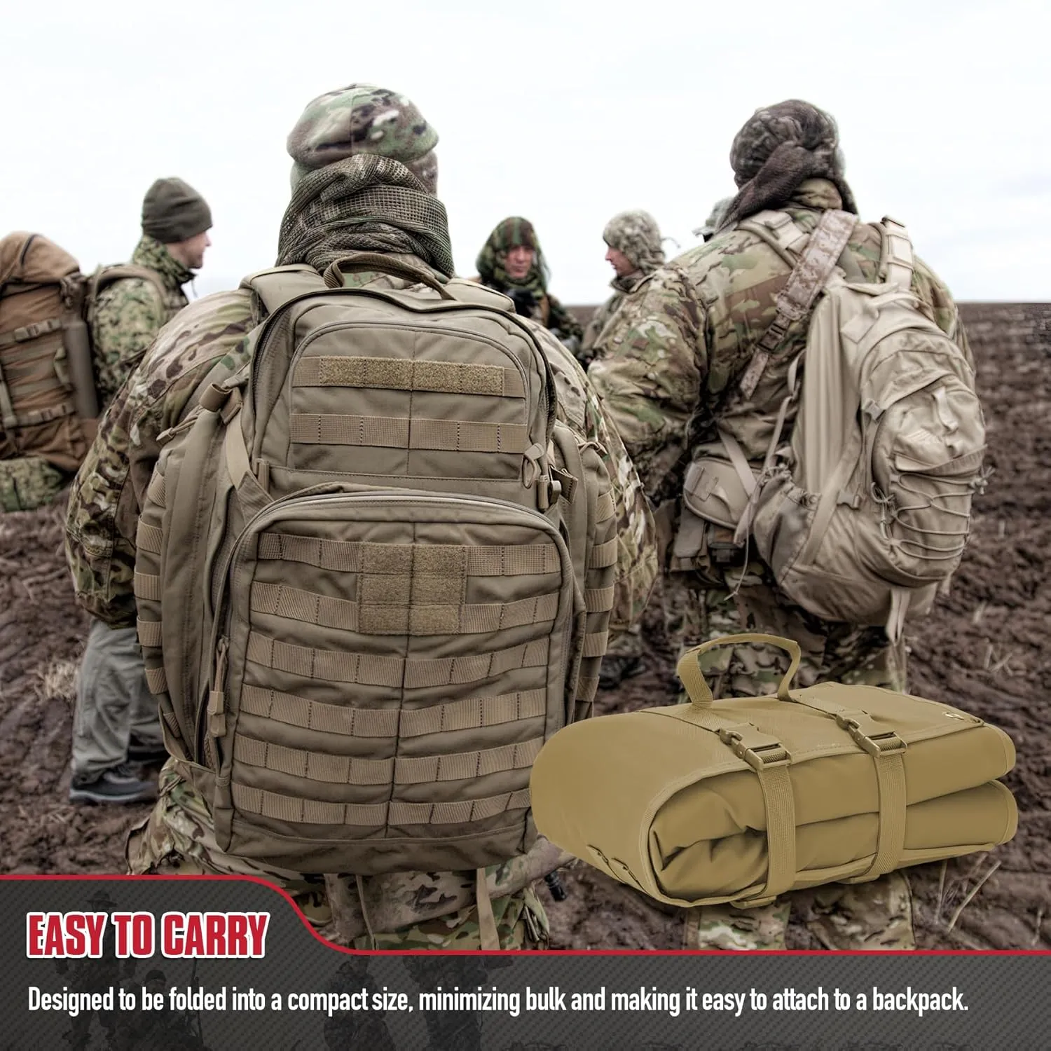 Shooting Mat, Non-Slip Moisture-Proof Folded Pad with Carry Strap for Range Shooting Hunting Camping