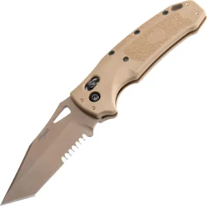 SIG SAUER K320 M17/M18 by Hogue ABLE Lock Folding Knife 3.5" S30V Coyote Tan PVD Tanto Combo Blade, Coyote Tan Polymer Handles, AXIS/Crossbar Lock - 36363