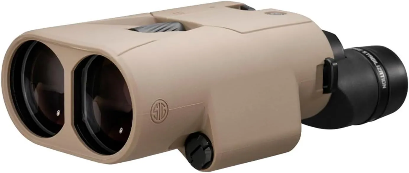 SIG SAUER ZULU6 HDX PRO 16x50mm Waterproof Fogproof Durable FDE Image Stabilized Hunting Binoculars, Multicoated Anti-Glare Lenses, Up to 40 Hours Runtine, Carrying Case & Carrying Strap Included