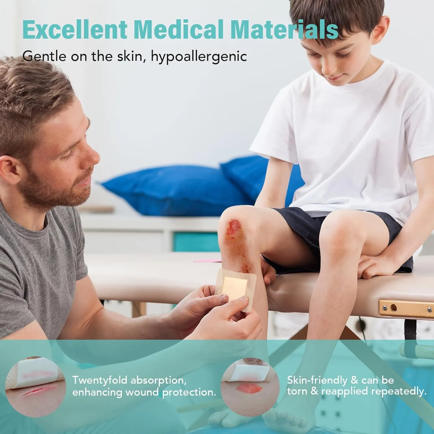Silicone Foam Dressing with Adhesive Border 6“ x 6”,10 Packs Waterproof Silicone Bandages for Wounds Care, Large Self Adhesive Wound Dressing Bandage for Bed Sore, Silicone Foam Pad, FSA HSA Eligible