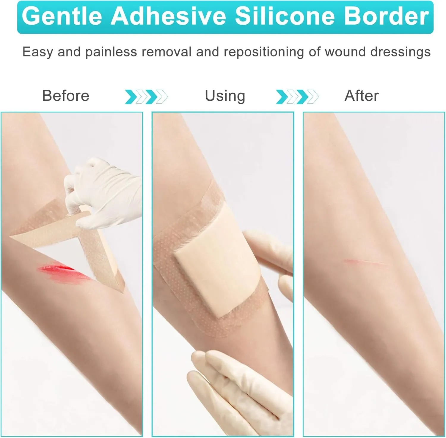 Silicone Foam Dressing with Border 6"x6", Waterproof Absorbent Wound Dressing Bandages for Wound Care,10 Pack Wound Silicone Large Bandages, FSA HSA Eligible