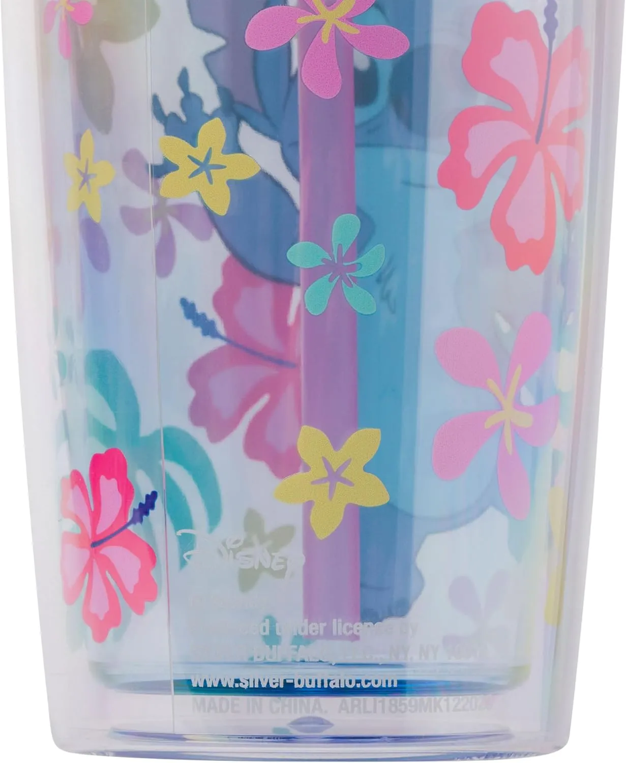 Silver Buffalo Disney Lilo and Stitch “Aloha” Spill Resistant Plastic Tumbler, 20 Ounces