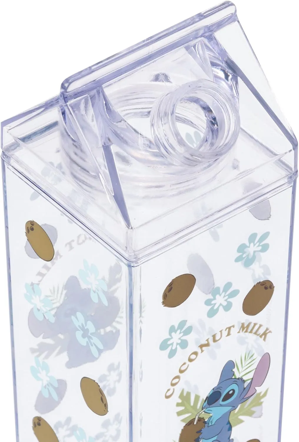 Silver Buffalo Disney Lilo and Stitch “Coconut Milk” Plastic Milk Carton Bottle Featuring Stitch, 16.2 Ounces