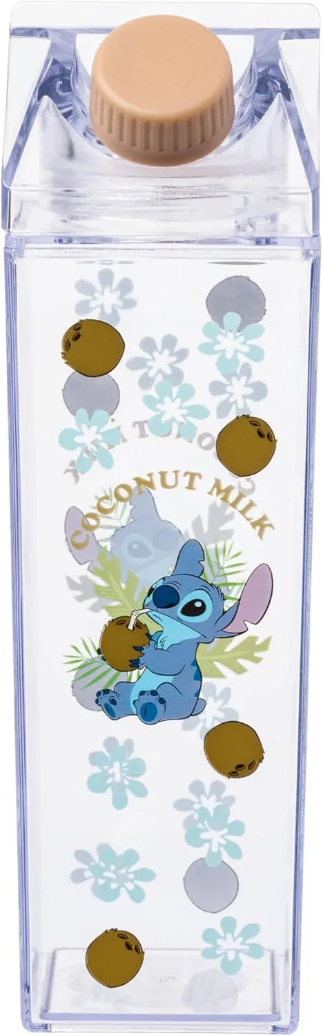 Silver Buffalo Disney Lilo and Stitch “Coconut Milk” Plastic Milk Carton Bottle Featuring Stitch, 16.2 Ounces