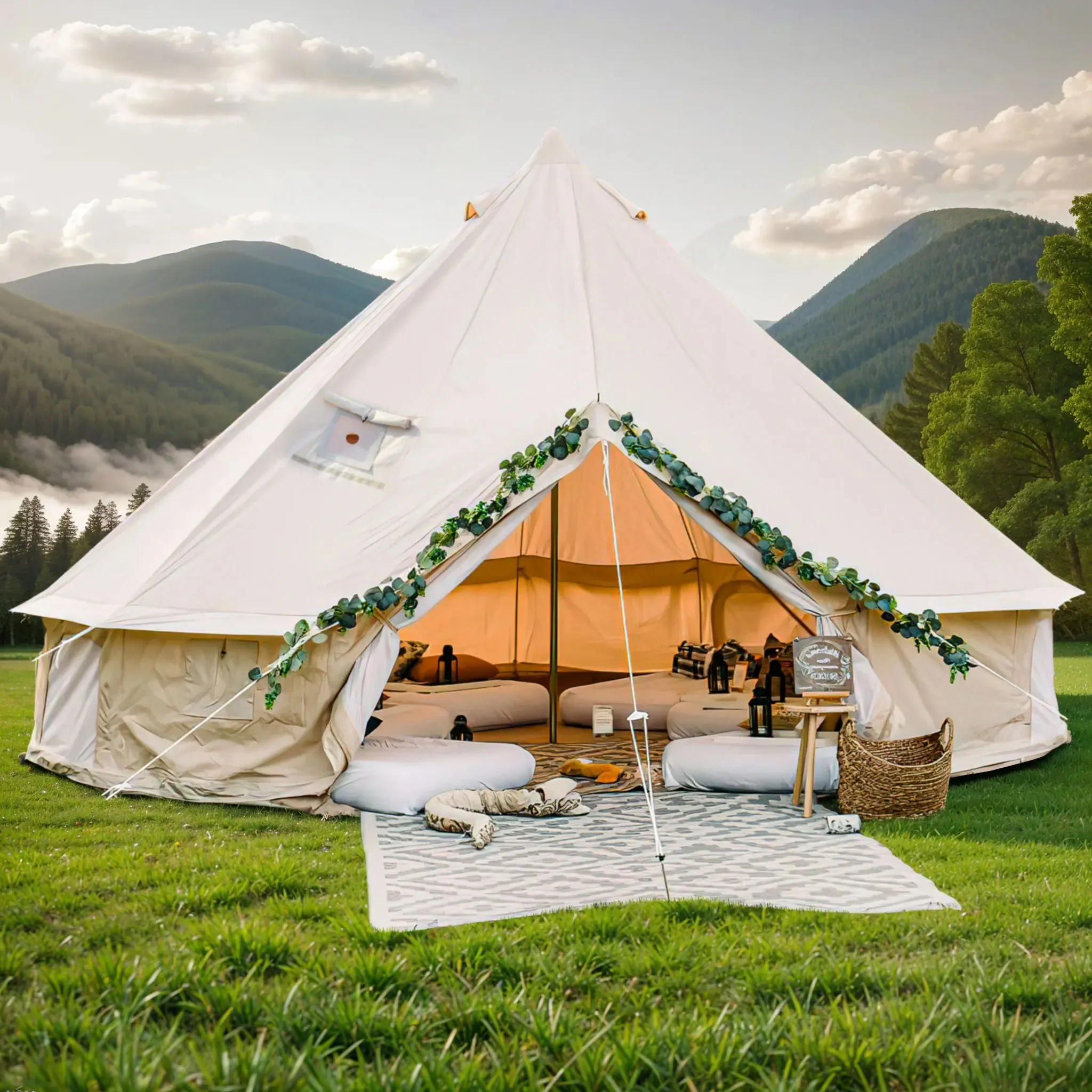 Single Door Cotton Canvas Bell Tent