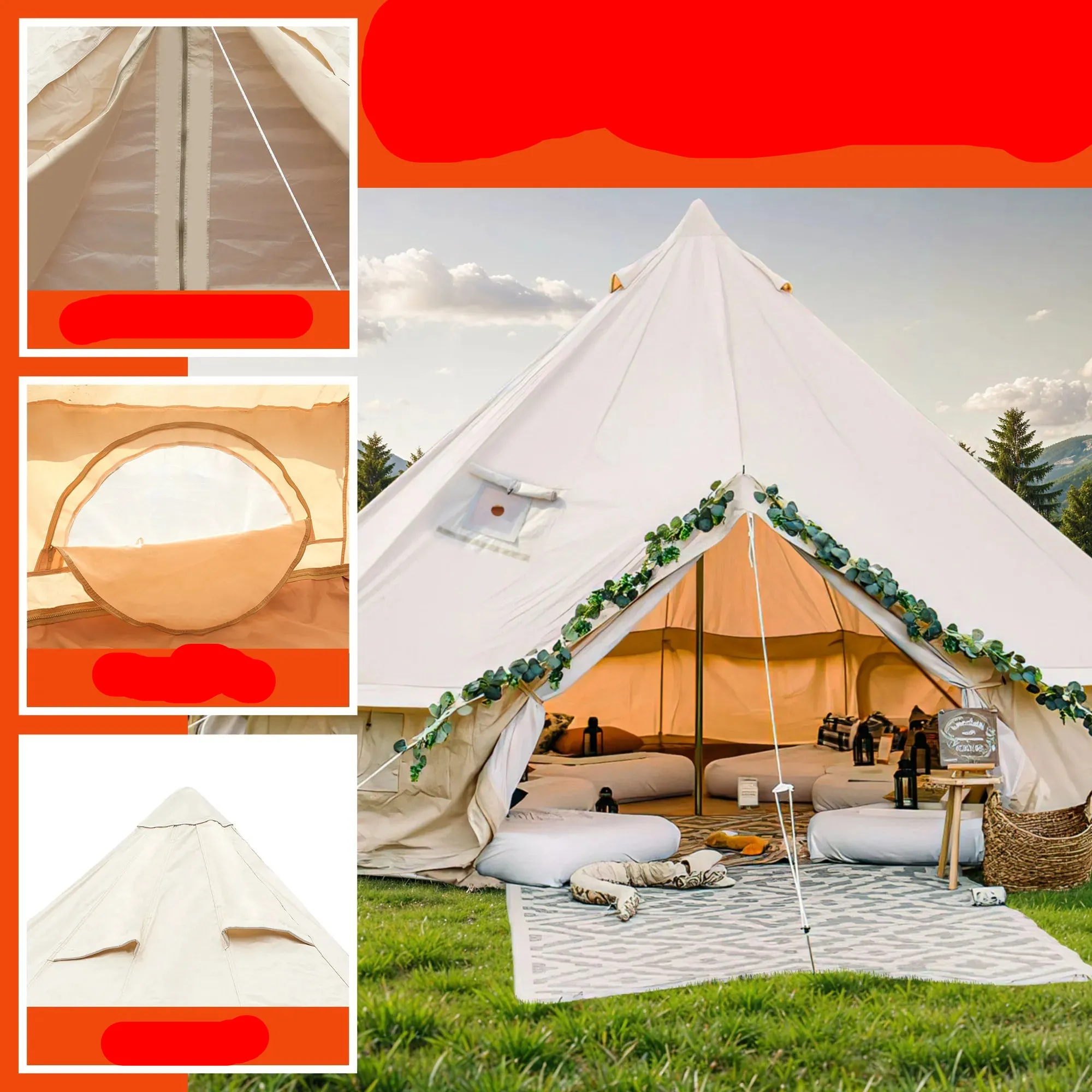 Single Door Cotton Canvas Bell Tent