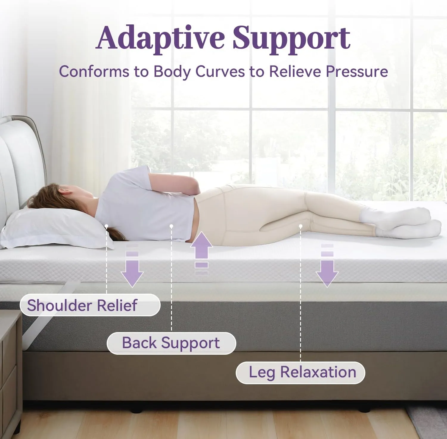 SINWEEK 2 Inch Gel Memory Foam Mattress Topper Queen Size, Ventilated High Density Pad for Back Pain, Bed Topper with Removable Soft Cover, CertiPUR-US Certified