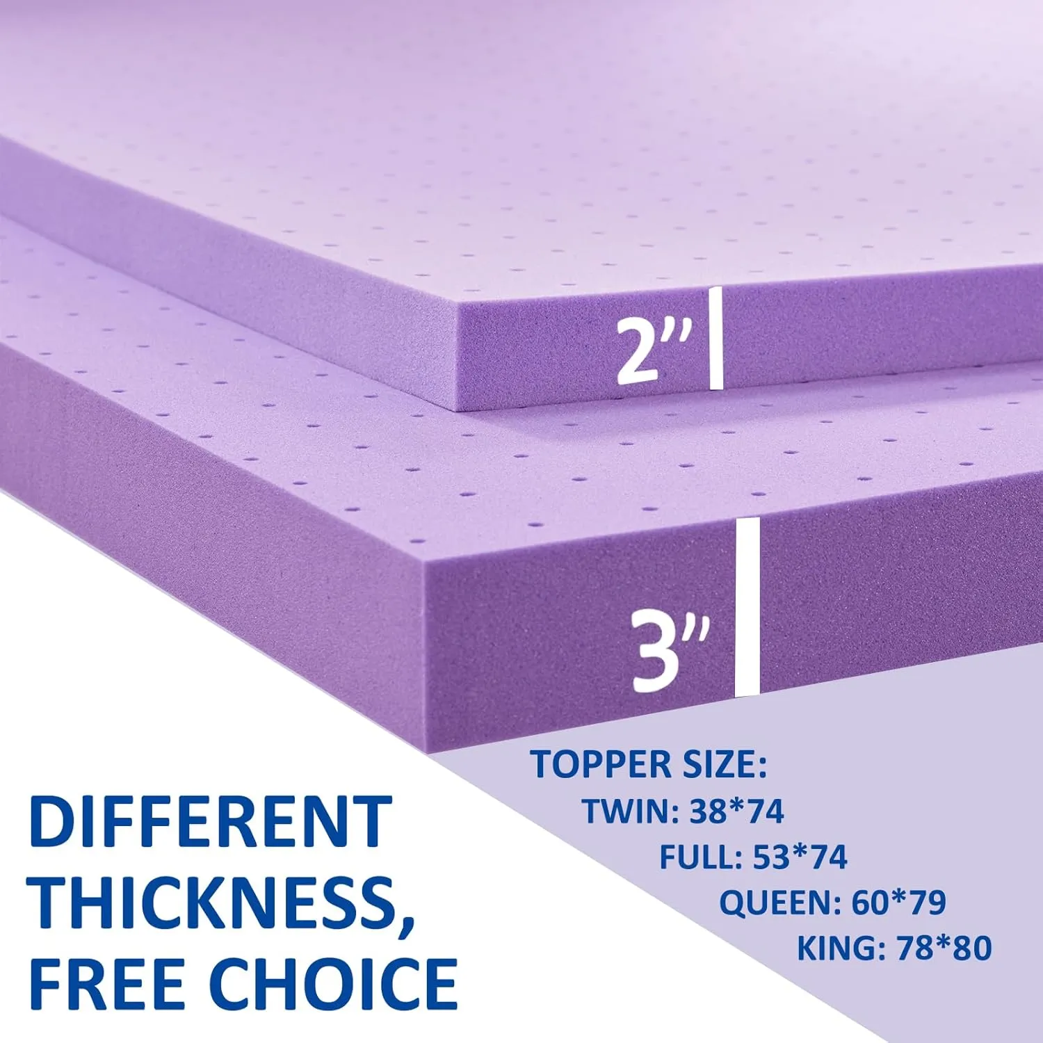 SINWEEK 2 Inch Gel Memory Foam Mattress Topper Ventilated Soft Pressure Relieve Mattress Pad, Breathable Bed Topper, CertiPUR-US Certified, Queen Size