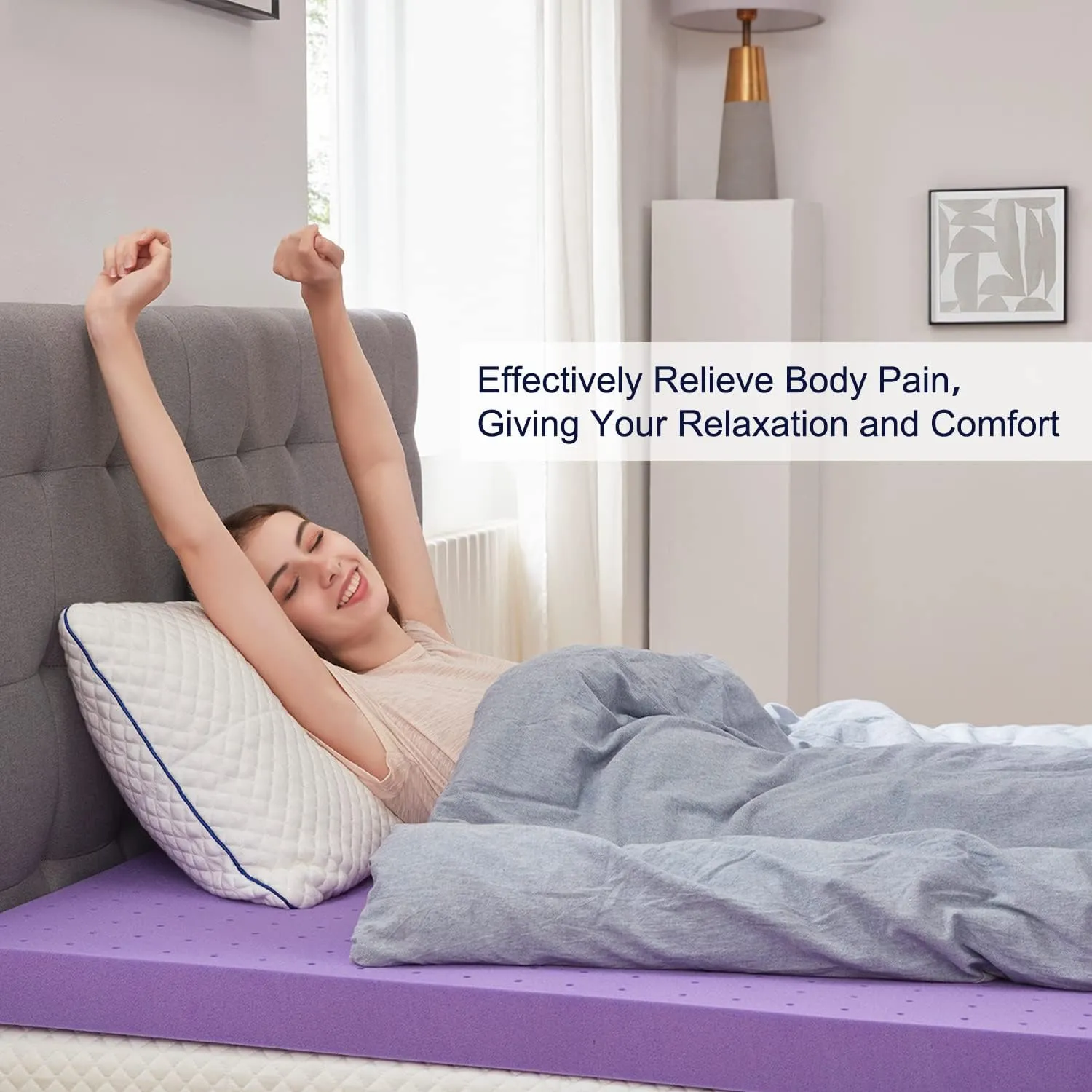 SINWEEK 2 Inch Gel Memory Foam Mattress Topper Ventilated Soft Pressure Relieve Mattress Pad, Breathable Bed Topper, CertiPUR-US Certified, Queen Size