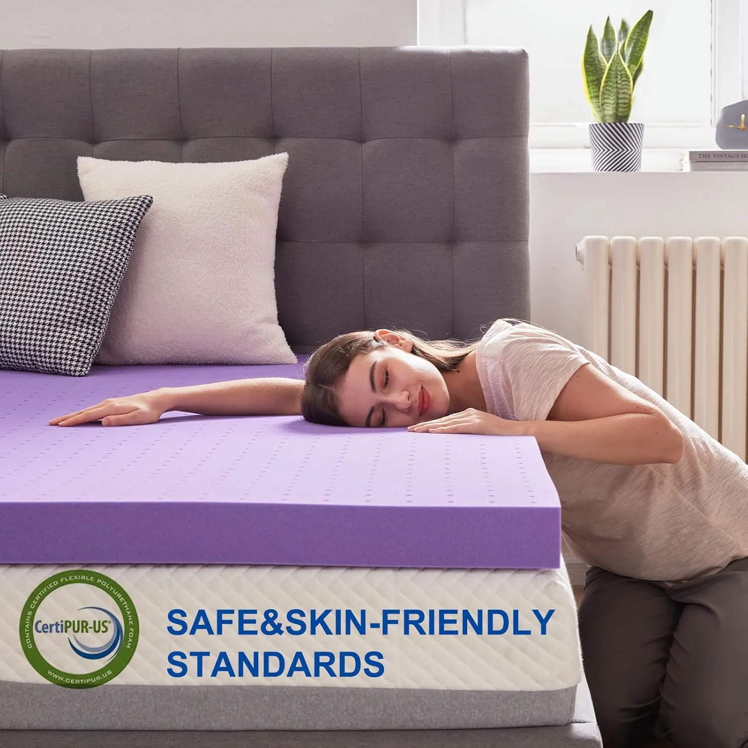 SINWEEK 2 Inch Gel Memory Foam Mattress Topper Ventilated Soft Pressure Relieve Mattress Pad, Breathable Bed Topper, CertiPUR-US Certified, Queen Size
