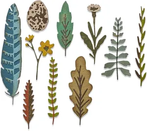 Sizzix Thinlits Die 665215 Funky Nature by Tim Holtz 10 Pack, Multicolor