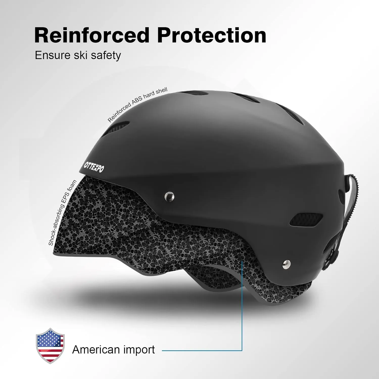 Ski Helmet for Adult, Shockproof Protective ABS Hard Shell with EPS Foam, Snowboard Helmet for Men Women and Youth