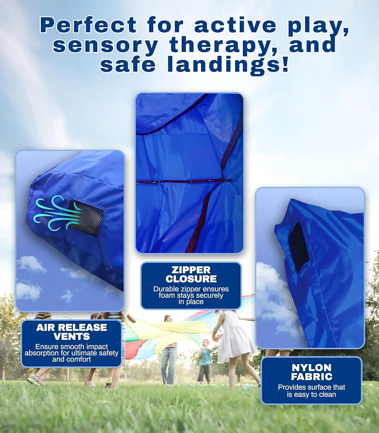 Skil-Care Crash Pad, Crash Pads for Kids Sensory Room Equipment, Sensory Crash Mat, Soft Foam Landing Zone for Sensory Input, Bean Bag Alternative for Reading and Relaxation, 3'x4' 5'x5' 6'x6' 8'x8'