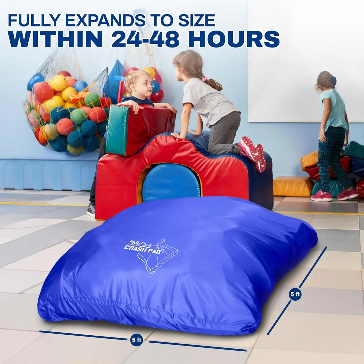 Skil-Care Crash Pad, Crash Pads for Kids Sensory Room Equipment, Sensory Crash Mat, Soft Foam Landing Zone for Sensory Input, Bean Bag Alternative for Reading and Relaxation, 3'x4' 5'x5' 6'x6' 8'x8'