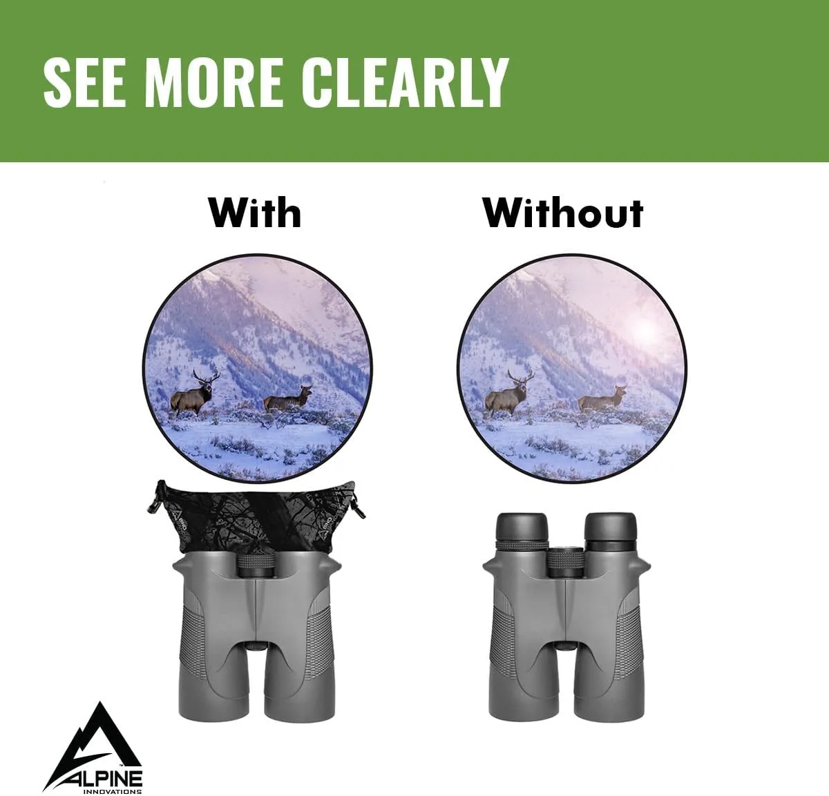 Slicker Bino Bandit - Blocks Glare, Improves Visual Acuity and Reduces Eye Fatigue. FITS All Binoculars, Charcoal