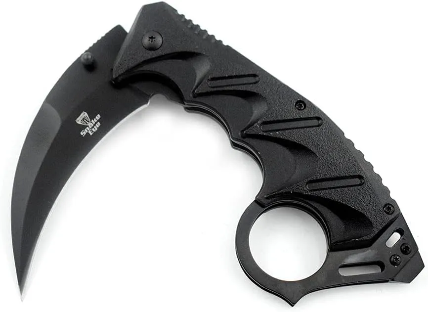 Snake Eye Tactical Everyday Carry Assist Style Folding Pocket Knife EDC (Black)