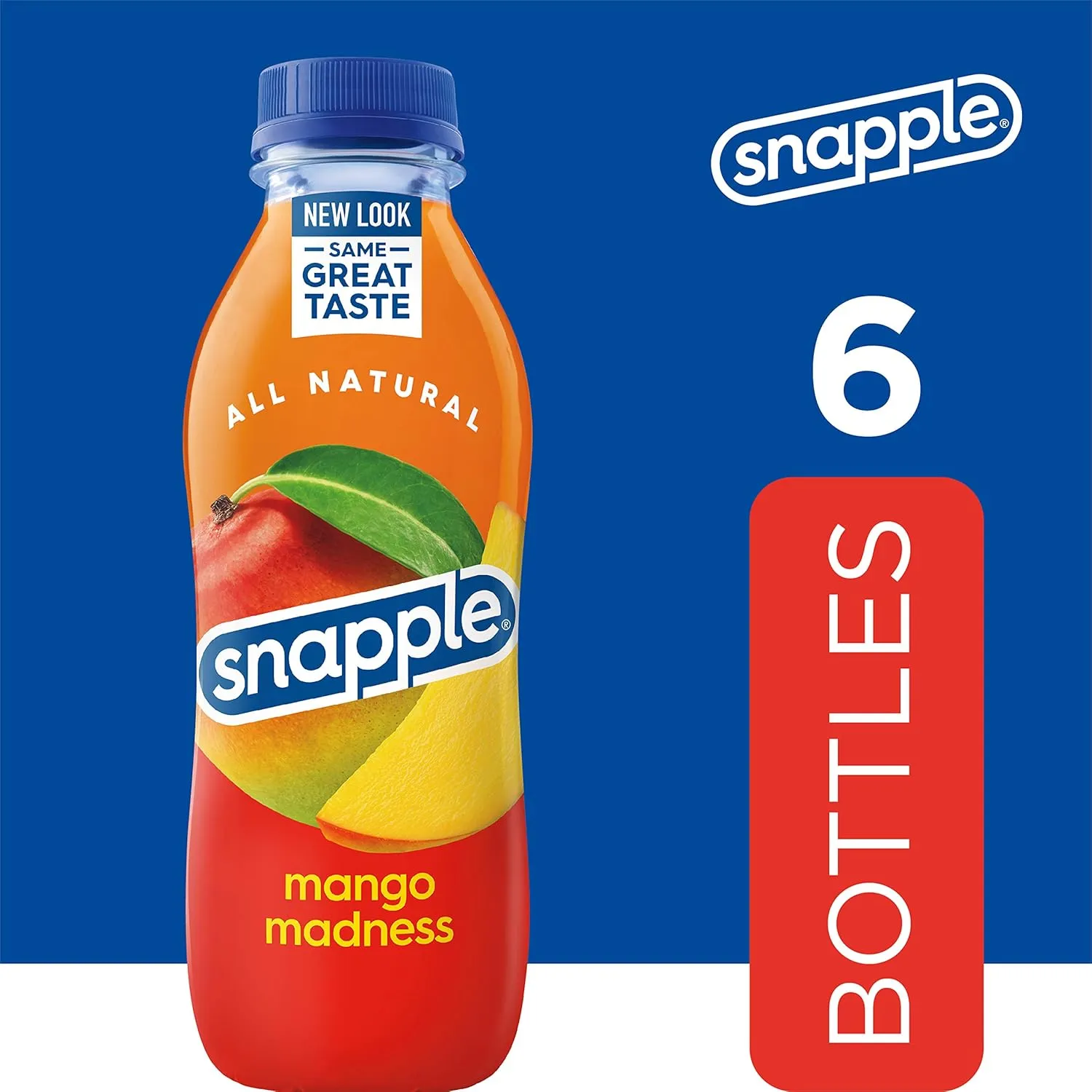 Snapple Mango Madness, 16 fl oz recycled plastic bottle, 6 pack