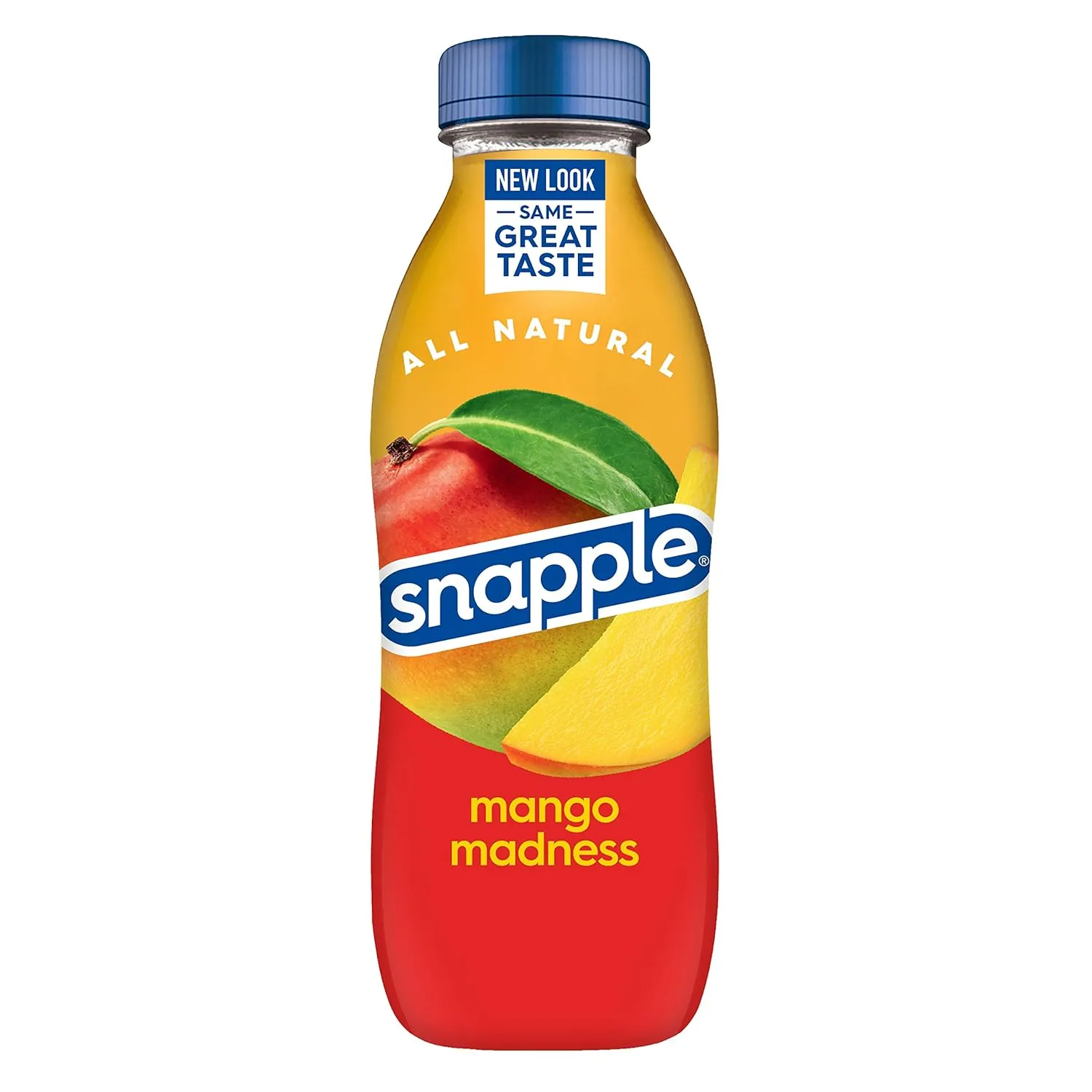 Snapple Mango Madness Flavored Juice Drink, 16 fl oz recycled plastic bottle, Pack of 12